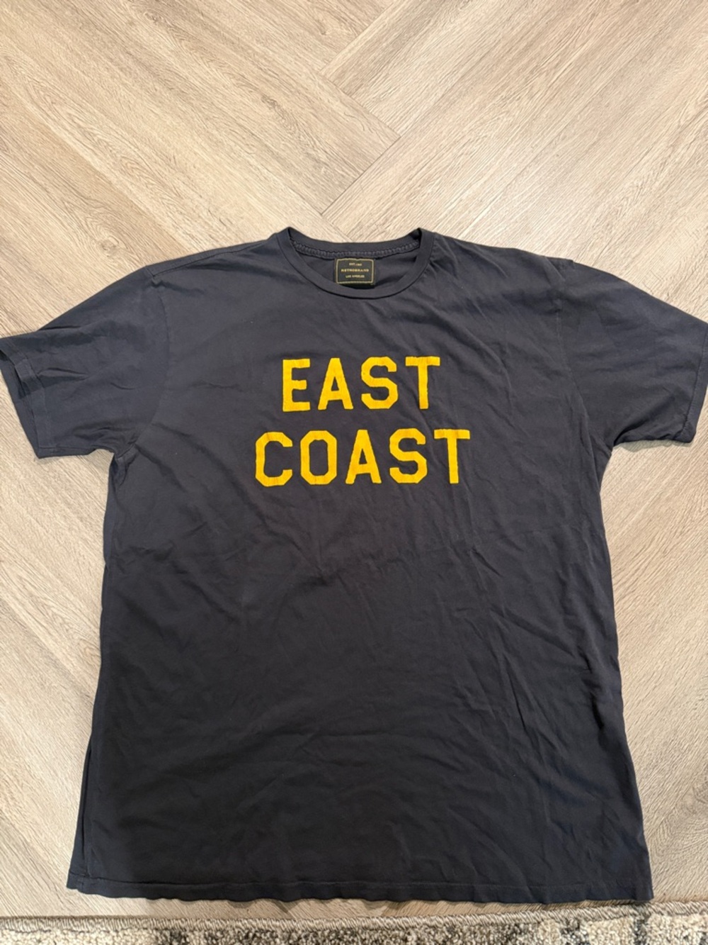 East Coast Graphic Tee - Navy with Yellow Lettering